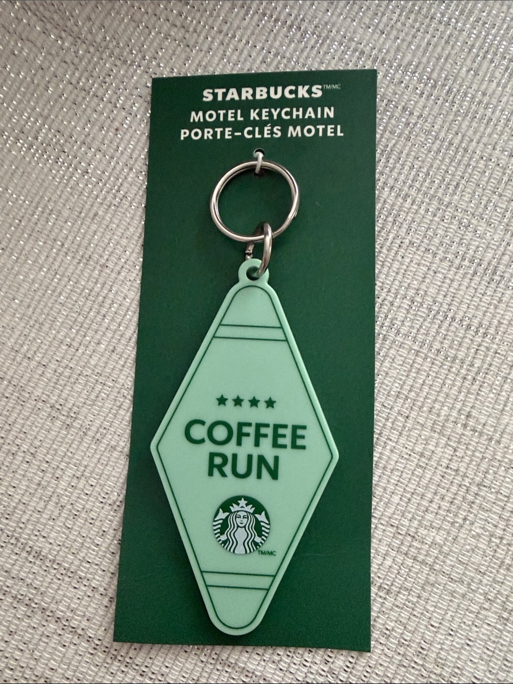 Starbucks Keychain Green Coffee Run Motel Keychain and silk scarf bundle NWT - Picture 3 of 4